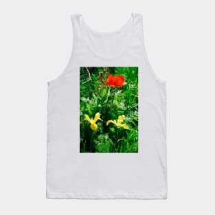 Giant Red Poppy and Irises Tank Top
